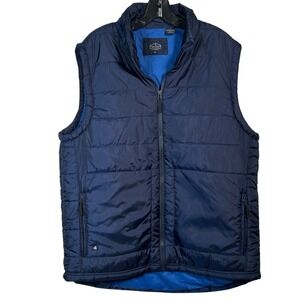 Nat Nast Mens XL Puffer Vest Blue Quilted Zip Front Sleeveless Jacket Outdoor